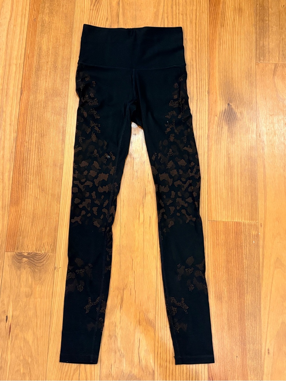 lululemon athletica Black Kids Leggings with Subtle Leopard Mesh Panels